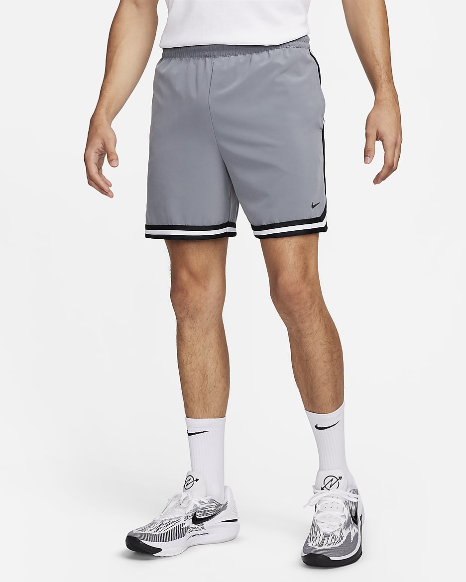 Shorts de básquetbol de tejido Woven UV Dri-FIT de 15 cm para hombre Nike DNA - Gris azulado/Negro/Negro