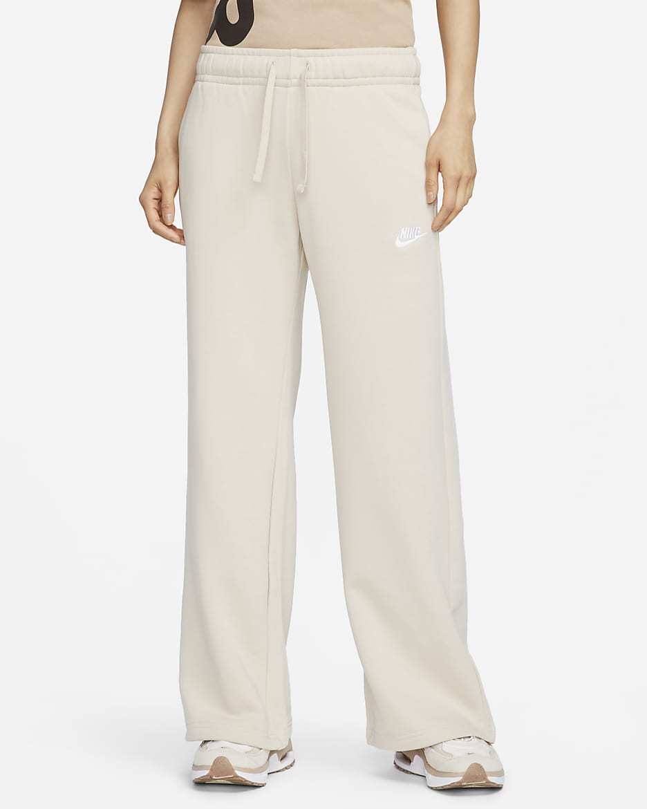 Nike Sportswear Club Fleece Women's Mid-Rise Wide-Leg Sweatpants - Sanddrift/White