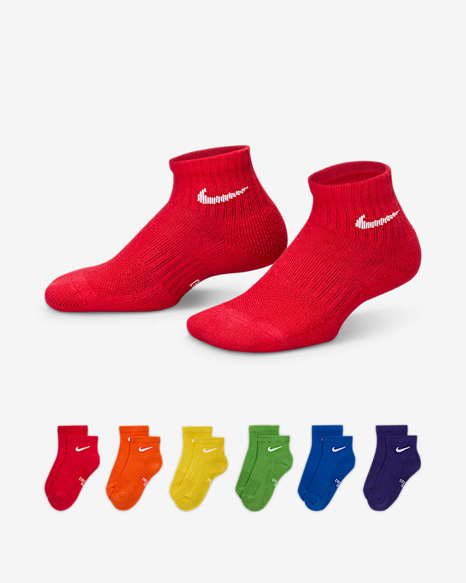 Nike Everyday Kids' Cushioned Ankle Socks (6 Pairs) - Multi-Color