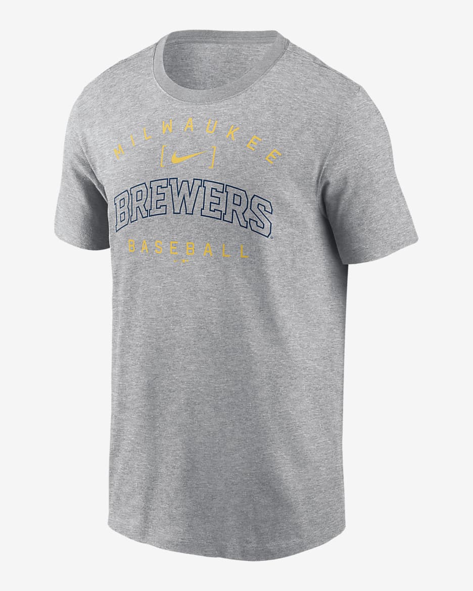 Milwaukee Brewers Home Team Athletic Arch Men's Nike MLB T-Shirt - Charcoal Heather