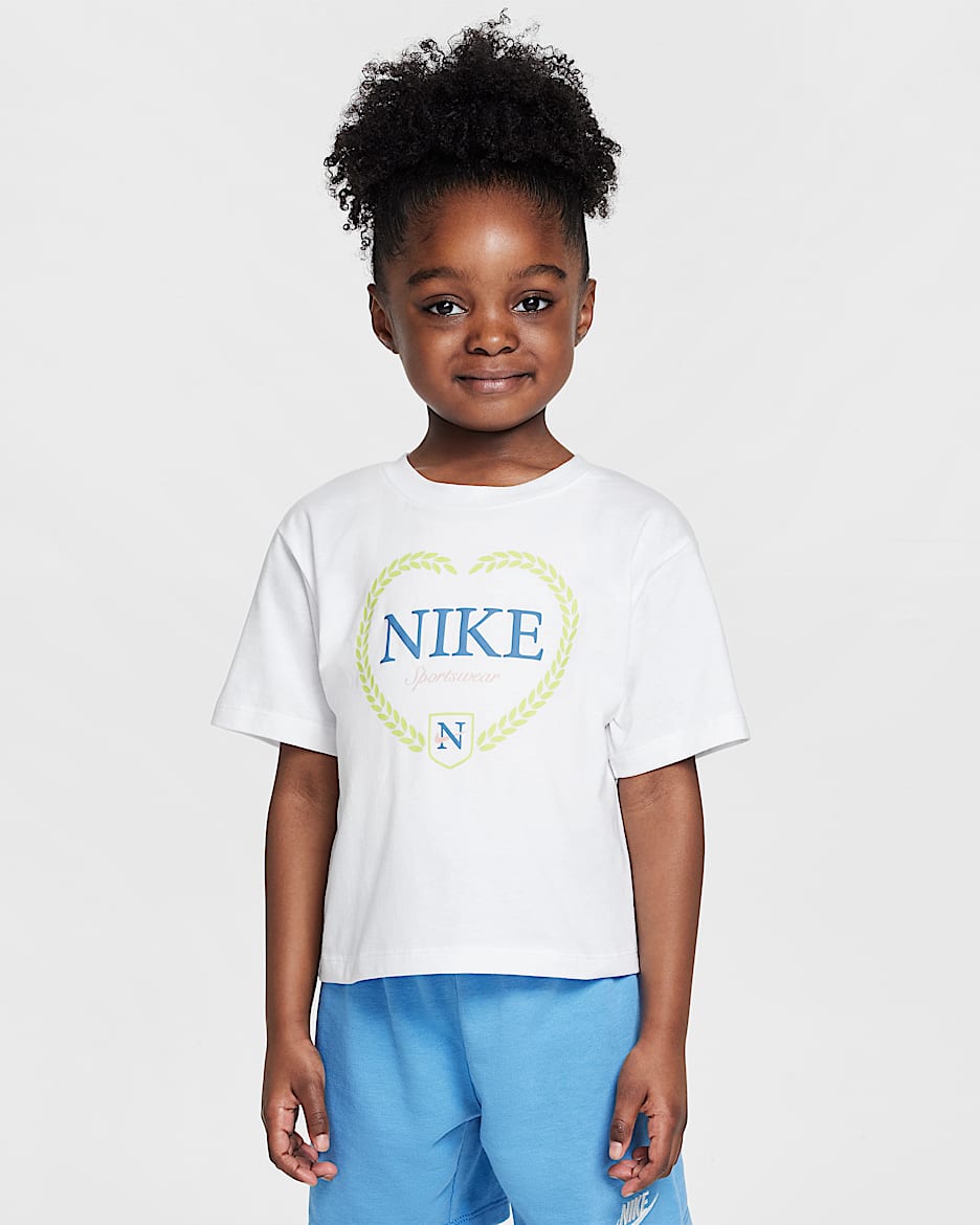 Nike Little Kids' Game, Swoosh, Match Boxy T-Shirt - White
