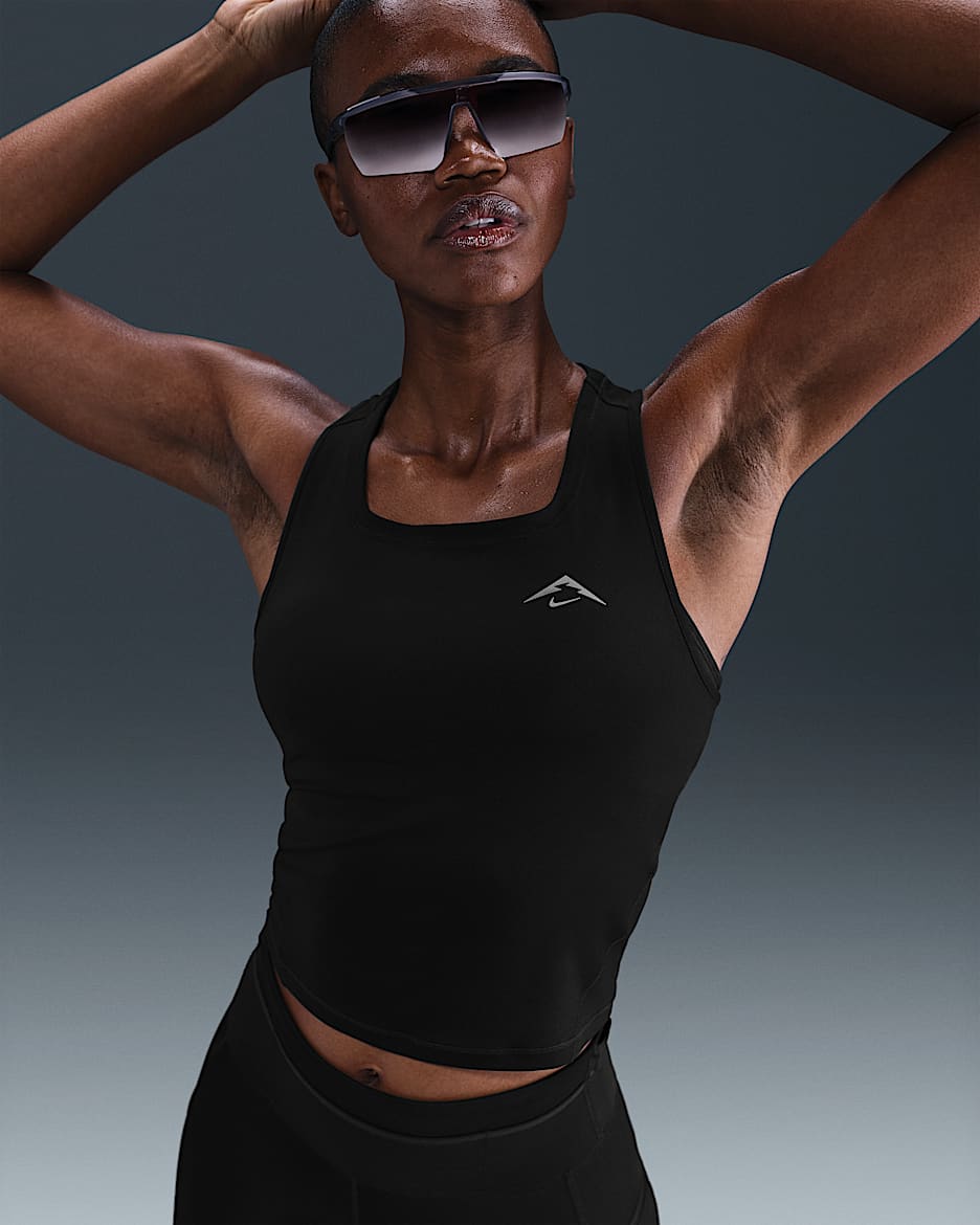 Camiseta de tirantes de correr Dri-FIT para mujer Nike Trail - Negro/Negro