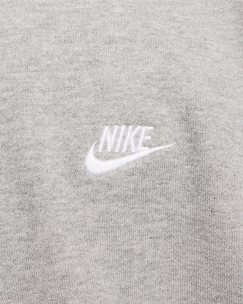 Nike Club Fleece Men's Oversized French Terry Crew - Dark Grey Heather/Light Smoke Grey/White