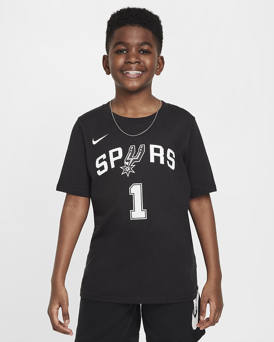 Victor Wembanyama San Antonio Spurs Essential Older Kids' Nike NBA T-Shirt - Black