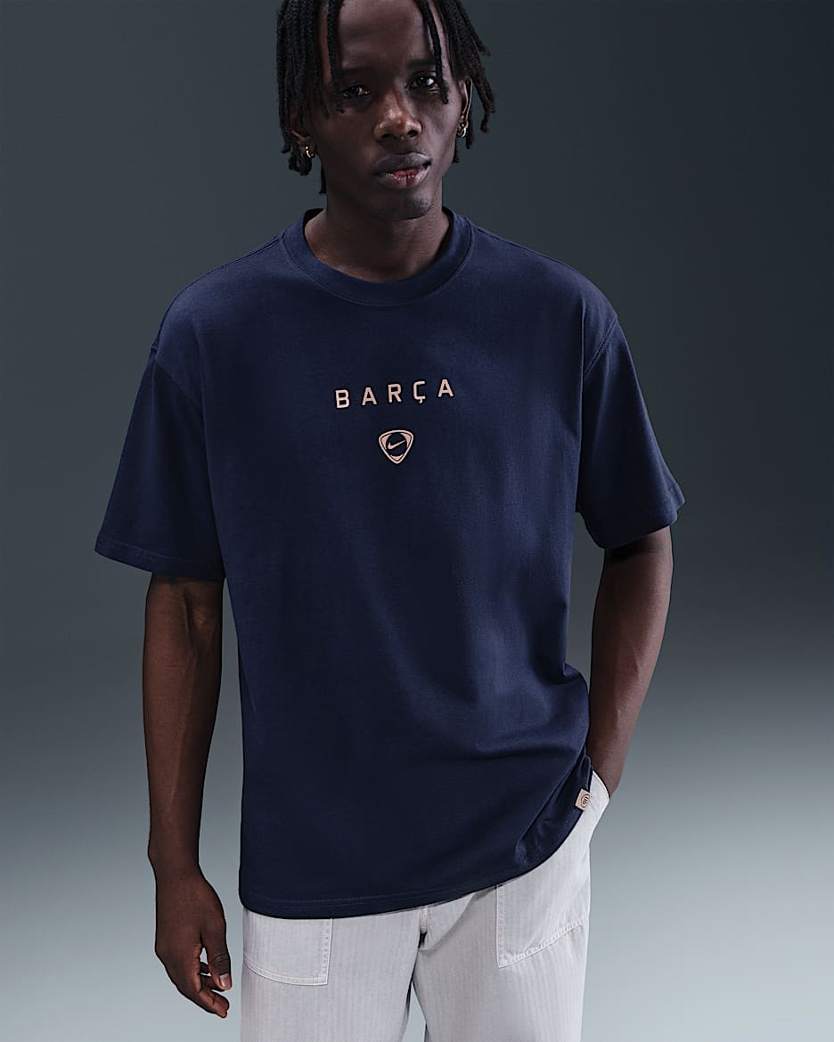 FC Barcelona Men's Nike Total 90 Soccer T-Shirt - Midnight Navy