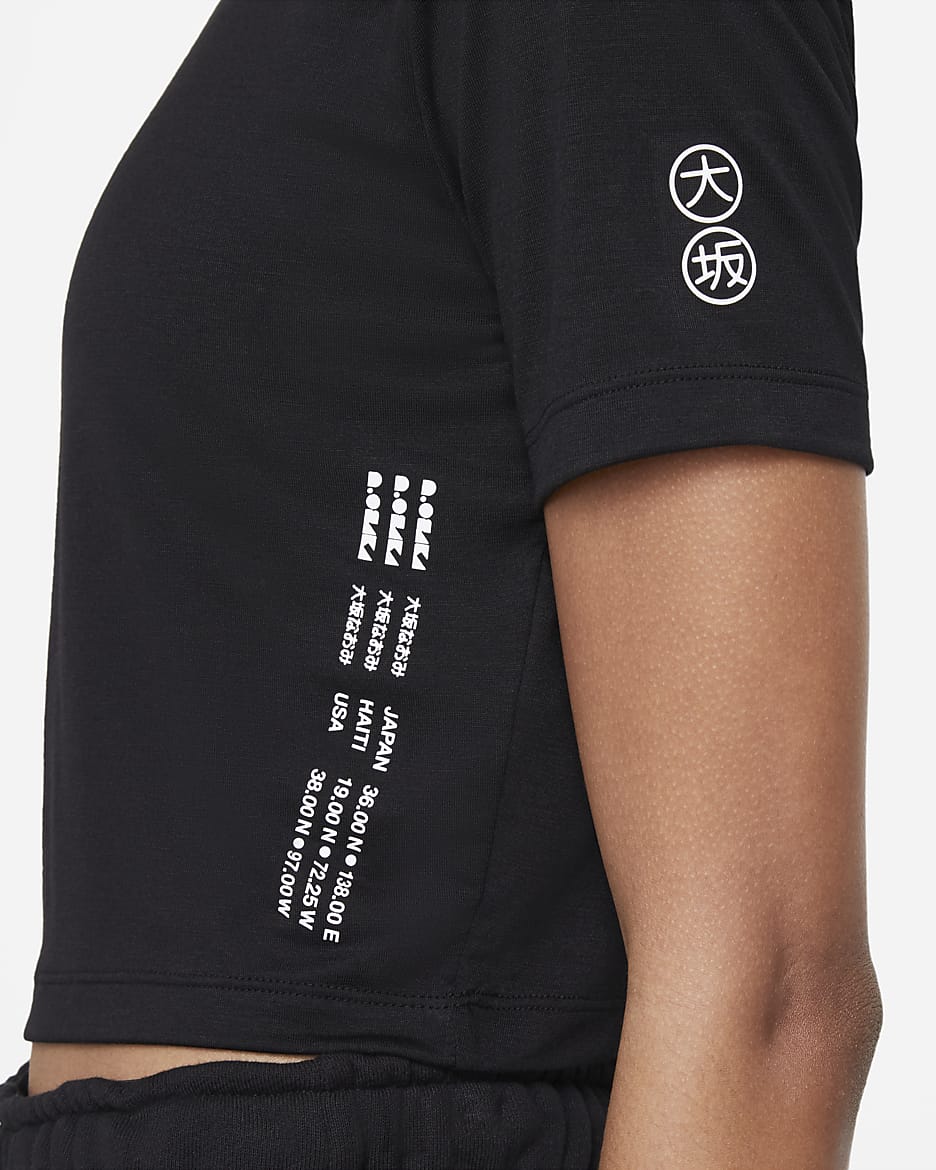 Naomi Osaka Cropped Tennis T-Shirt - Black/White