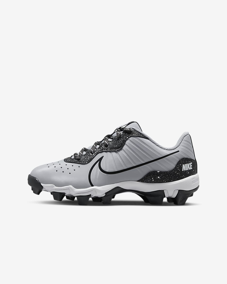 Tacos de béisbol para niños talla pequeña/grande Nike Alpha Huarache 4 Keystone - Gris lobo/Blanco/Gris humo oscuro