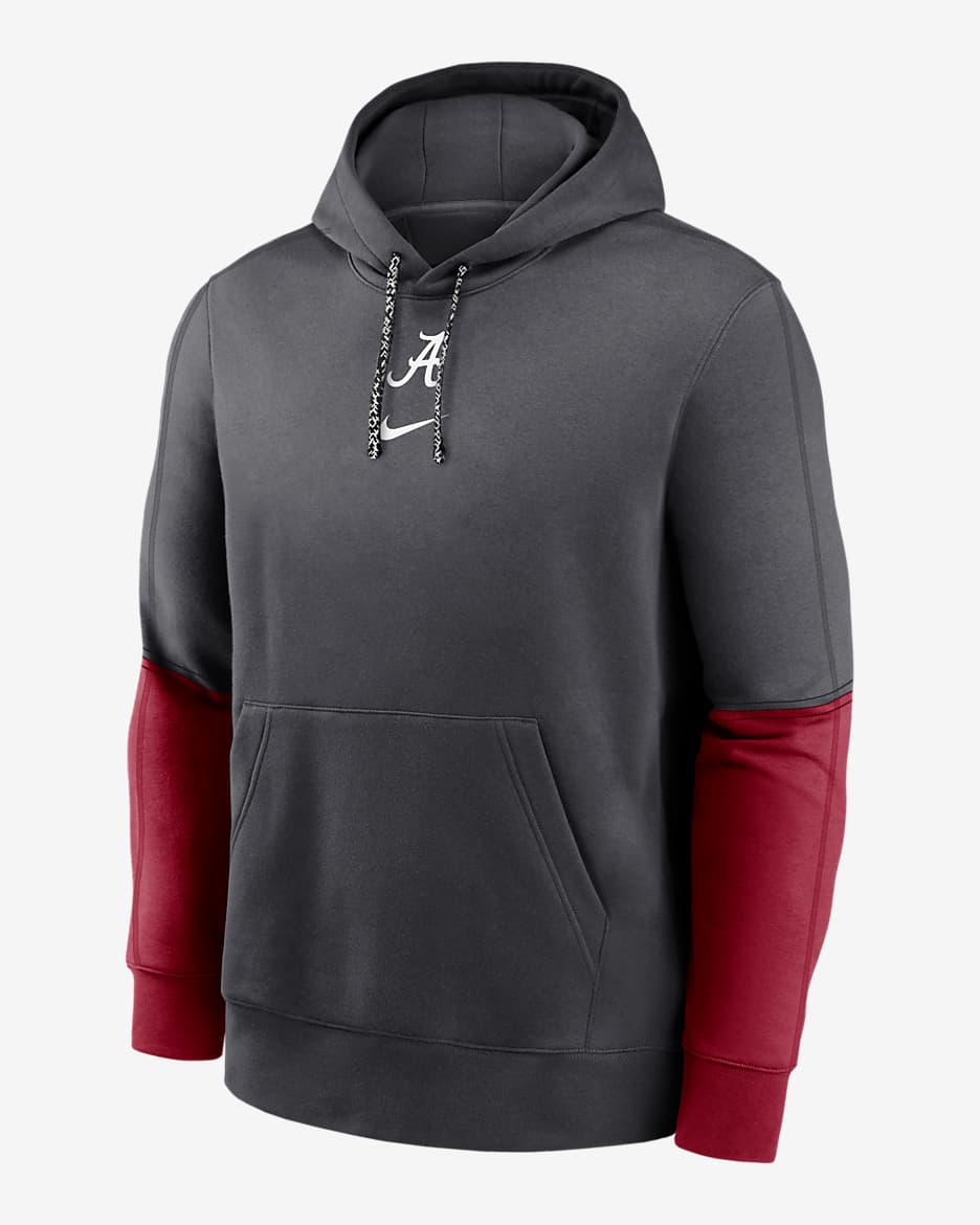 Alabama Crimson Tide Sideline Team Issue Club Men's Nike College Pullover Hoodie - Anthracite