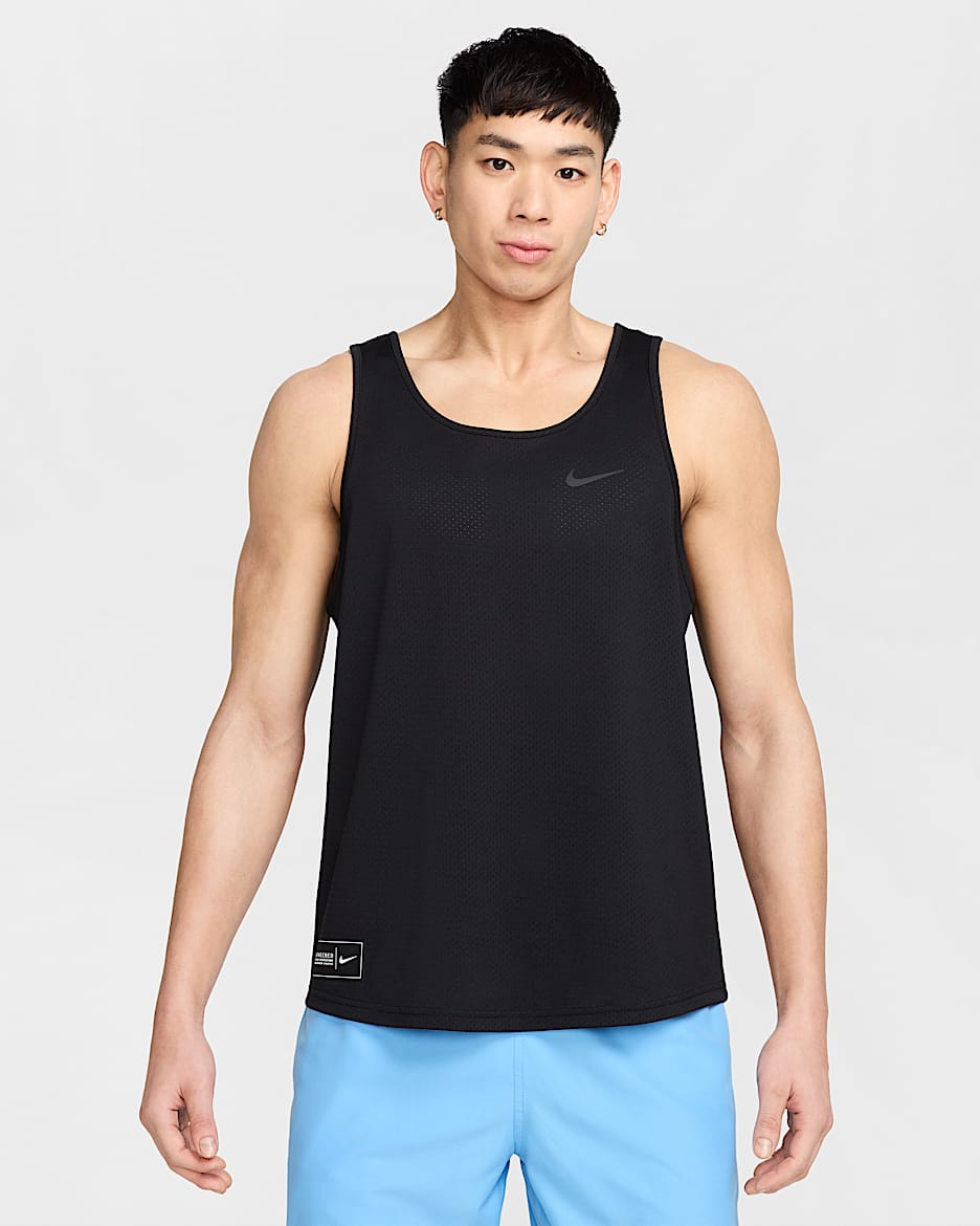 Camiseta de tirantes de malla para hombre Nike Swim - Negro/Negro