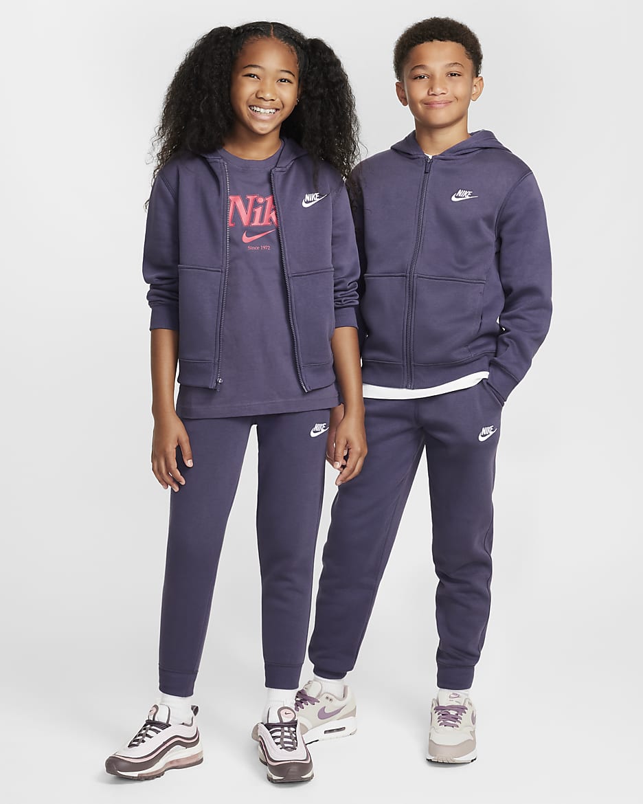 Conjunto de entrenamiento para niños talla grande Nike Sportswear Club Fleece - Pasa oscuro/Blanco