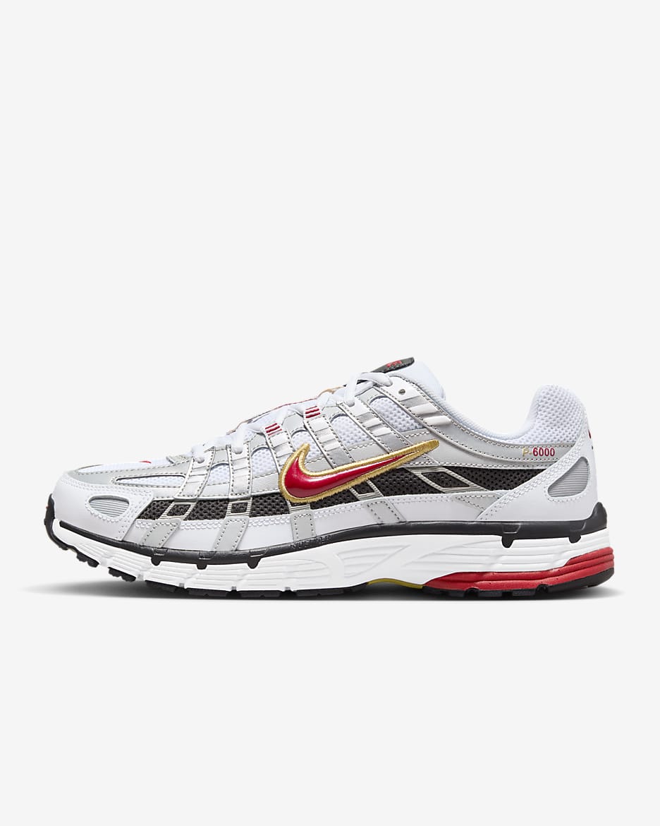 Calzado Nike P-6000 - Blanco/Platino metalizado/Rojo universitario