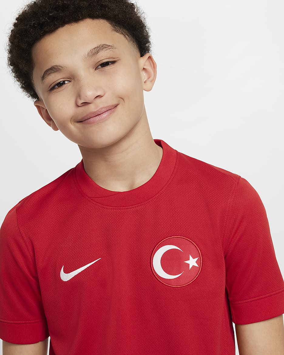 Turkije 2024/25 Stadium Uit Nike Dri-FIT replica voetbalshirt voor kids - Sport Red/Sport Red/Wit