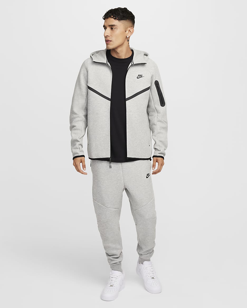 Nike Tech Men's Full-Zip Windrunner Hoodie - Dark Grey Heather/Black