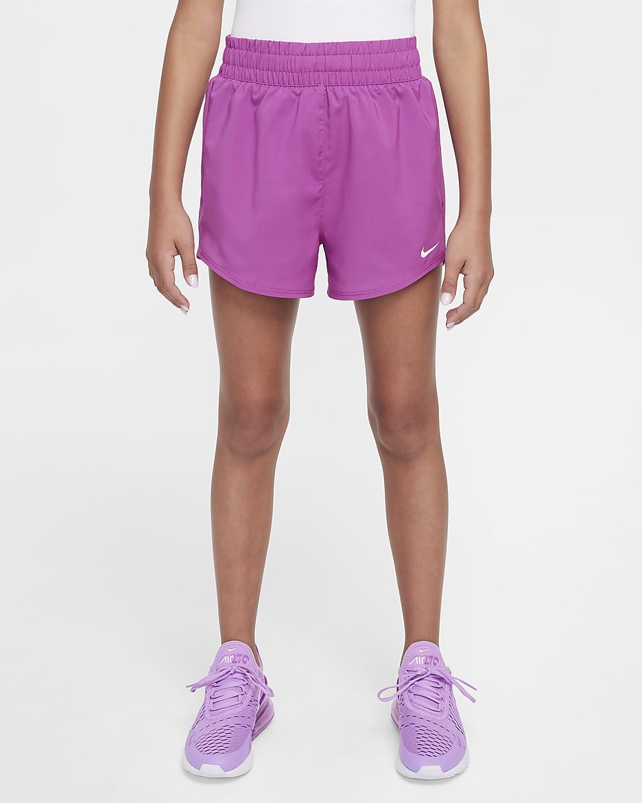 Nike One Big Kids' (Girls') Dri-FIT High-Waisted Woven Training Shorts - Hot Fuchsia/White