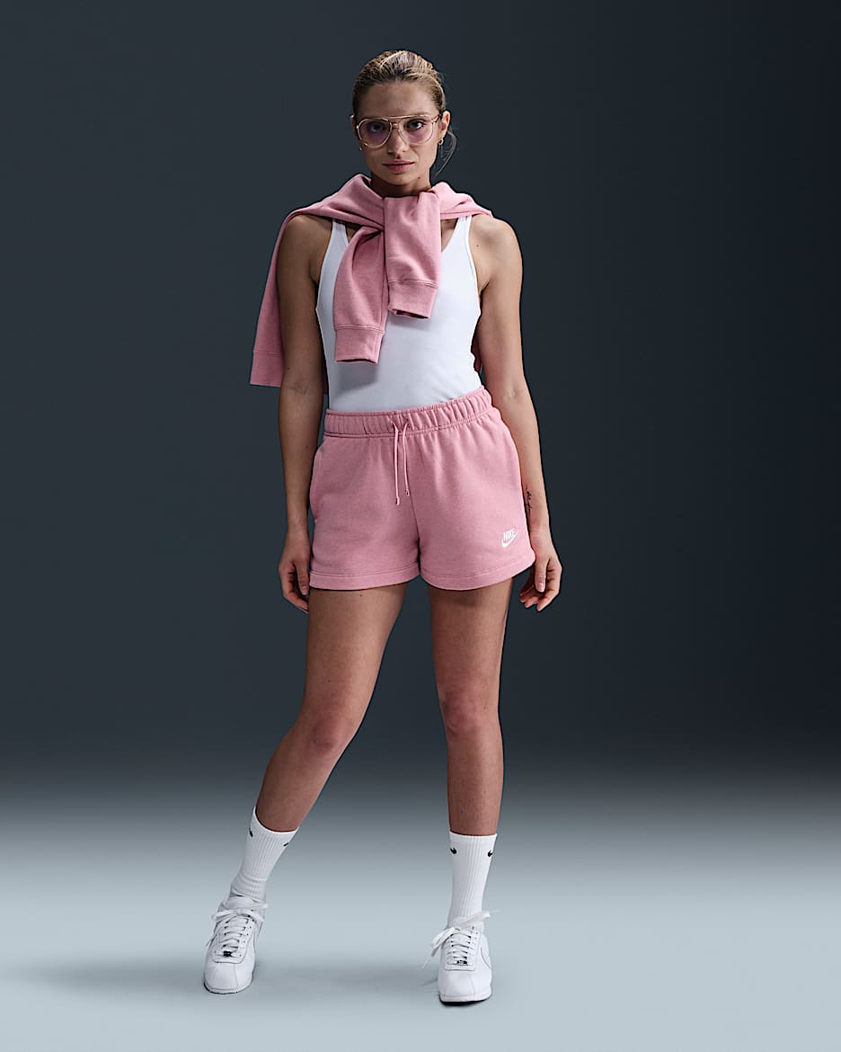 Nike Sportswear Club Fleece Women's Mid-Rise Shorts - Elemental Pink/Heather/White
