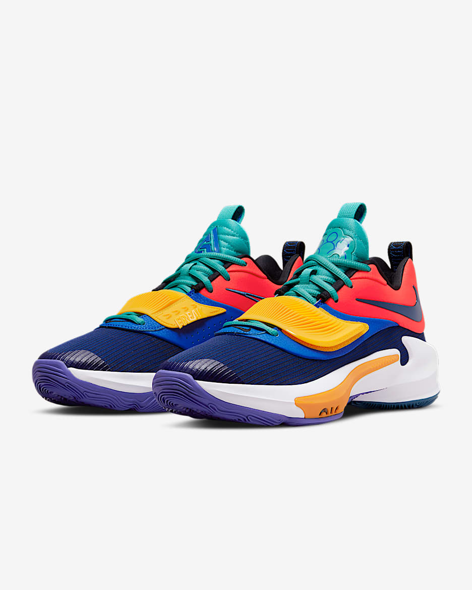 Freak 3 Basketball Shoes - Bright Crimson/University Gold/Washed Teal/Mystic Navy