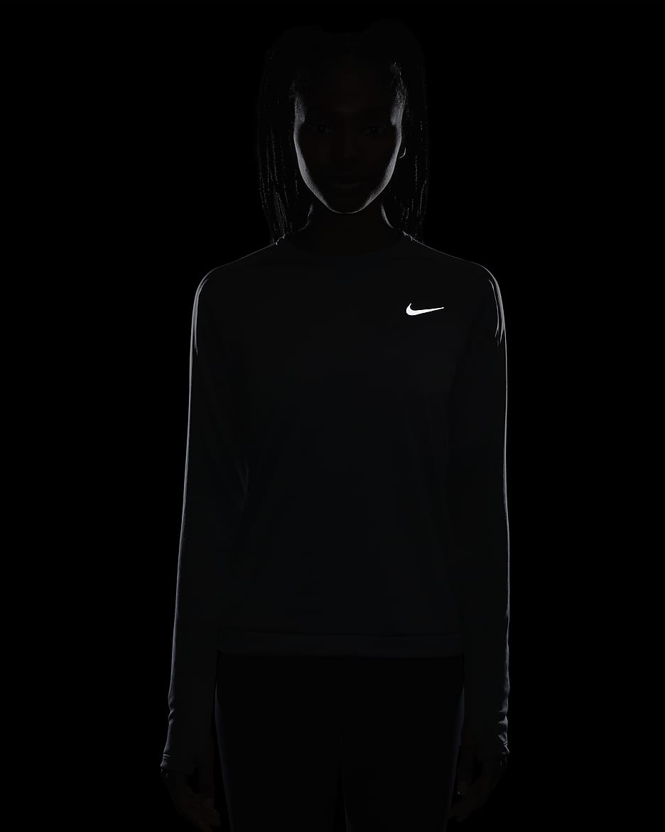 Nike Dri-FIT Women's Crew-Neck Running Top - Smoke Grey