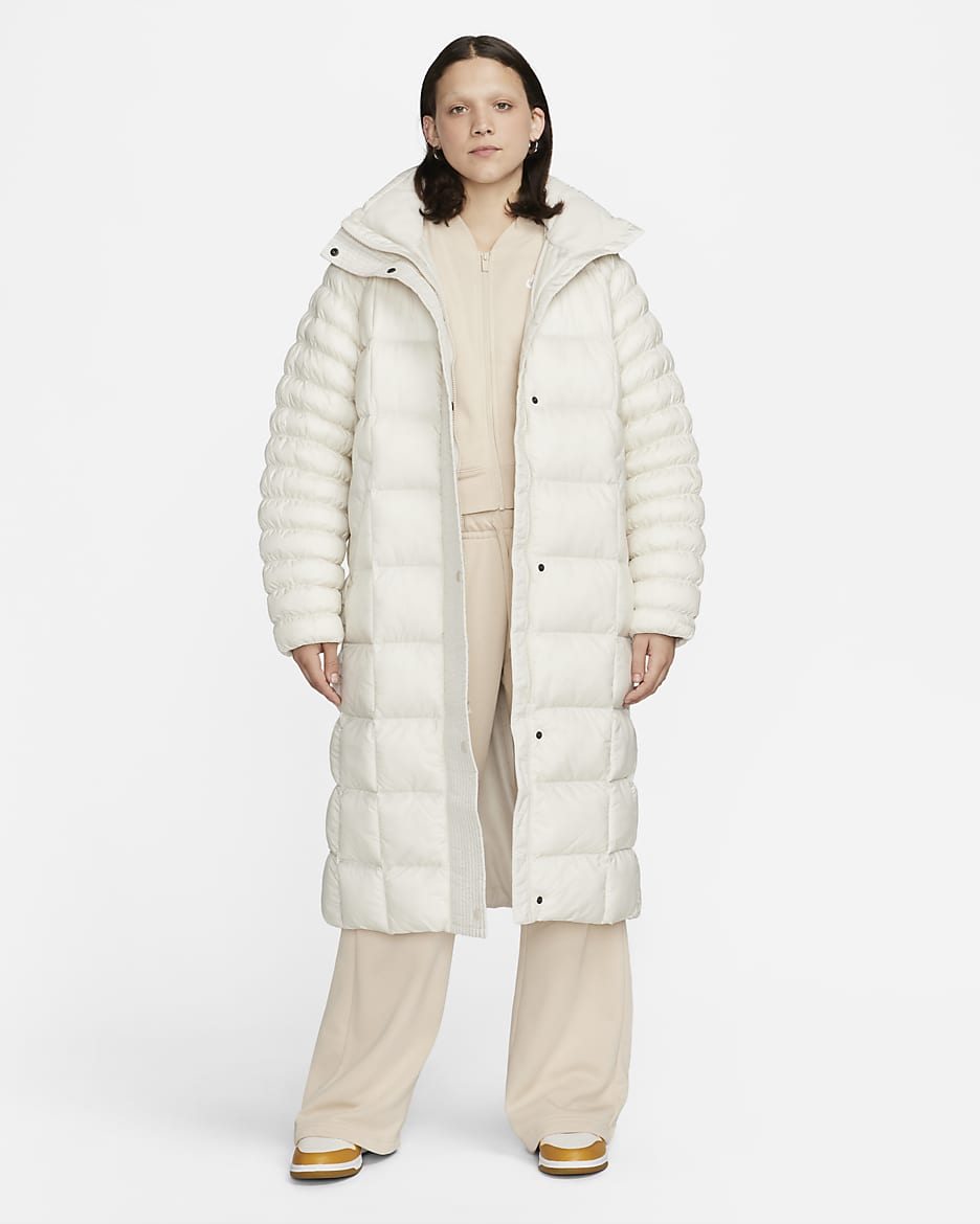 Nike Sportswear Swoosh Puffer PrimaLoft® Women's Therma-FIT Oversized Parka - Light Orewood Brown/White