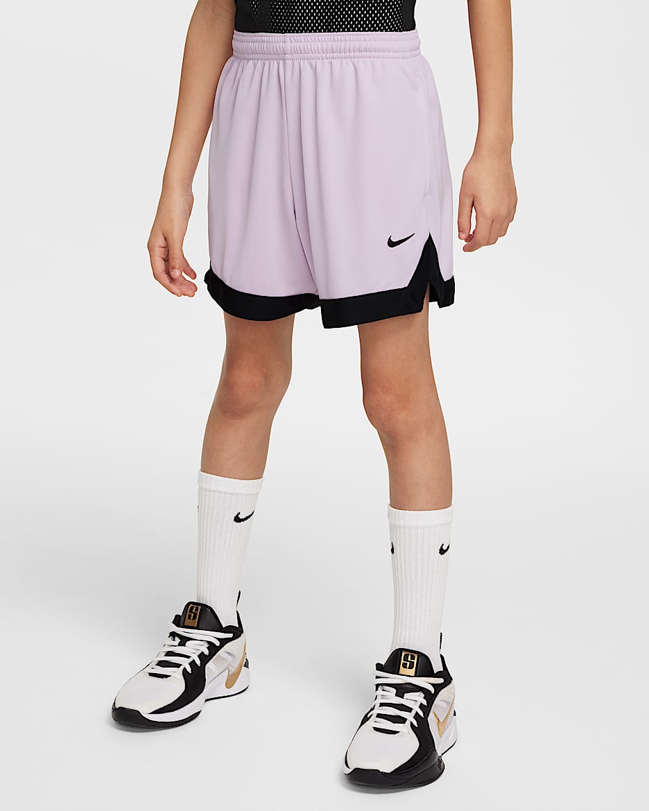 Shorts de básquetbol Dri-FIT de 13 cm para niños talla grande Nike Court - Muñeca/Negro