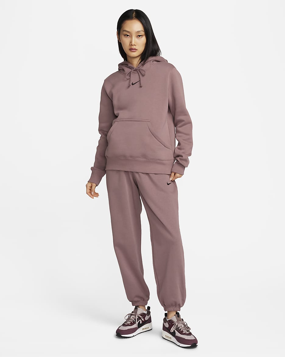 Nike Sportswear Phoenix Fleece Women's High-Waisted Oversized French Terry Sweatpants - Smokey Mauve/Black