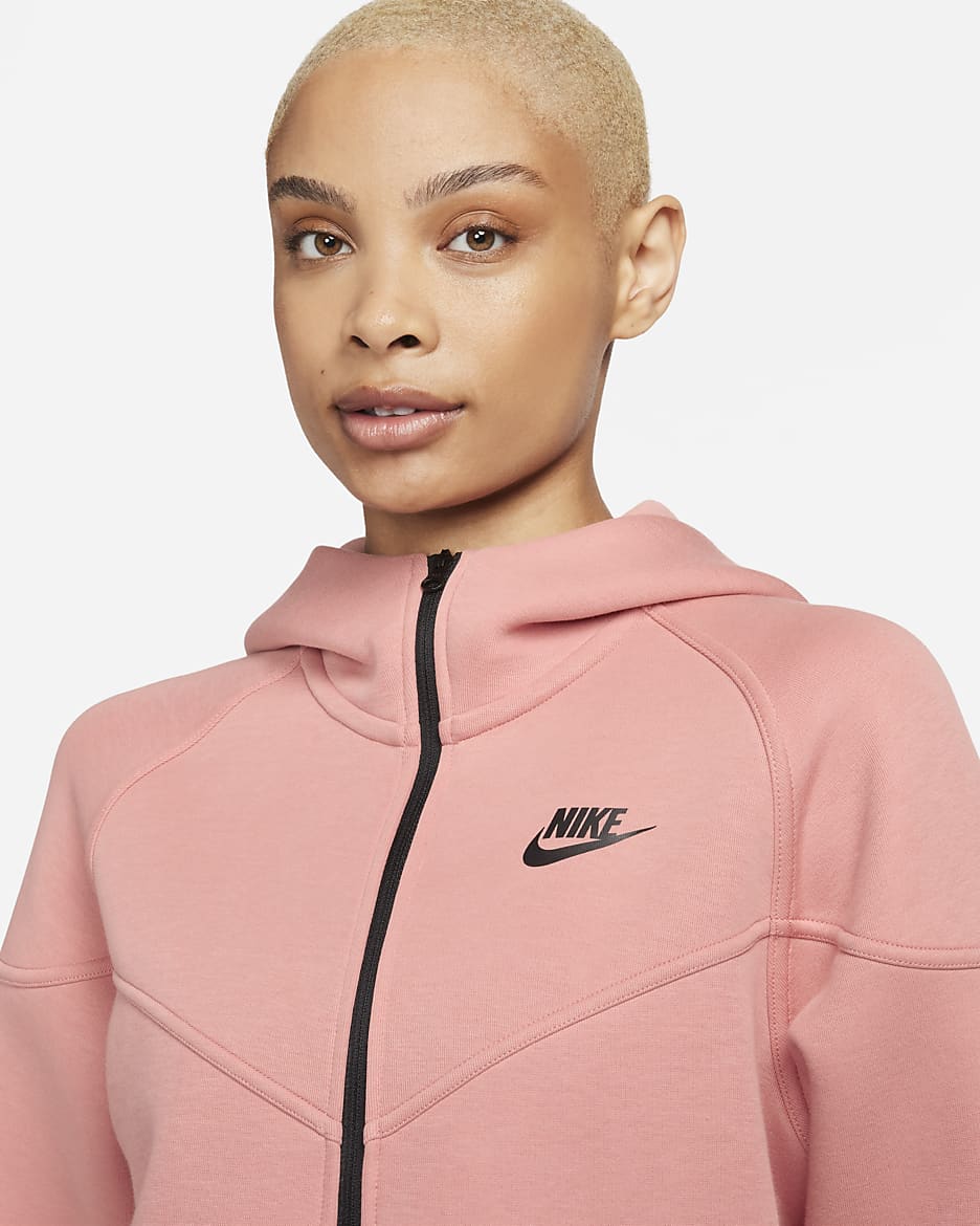 Sweat à capuche et zip Nike Sportswear Tech Fleece Windrunner pour femme - Red Stardust/Noir