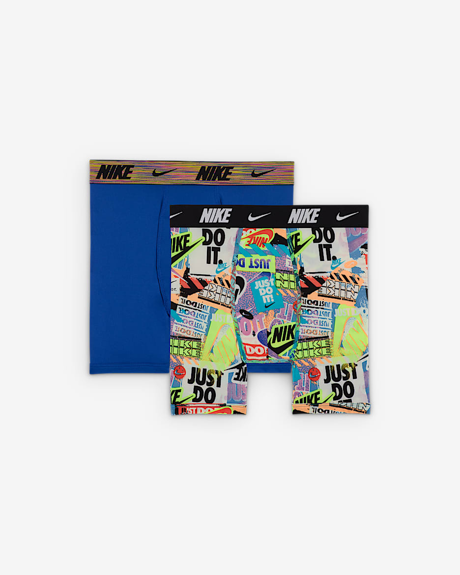 Nike Dri-FIT Big Kids' Printed Long Boxer Briefs (2-Pack) - Game Royal