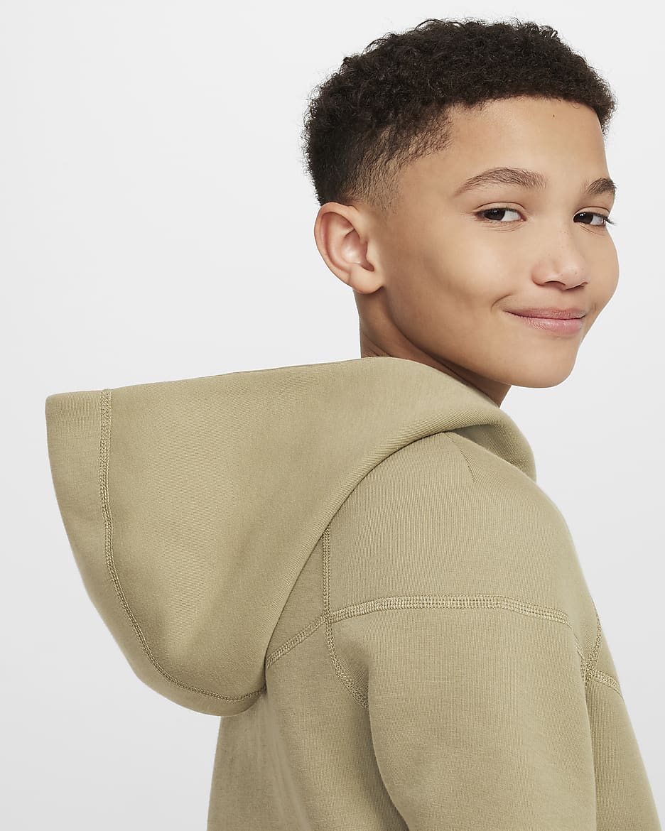 Nike Sportswear Tech Fleece Older Kids' (Boys') Full-Zip Hoodie - Neutral Olive/Black/Black