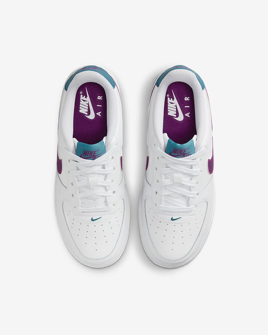 Nike Air Force 1 Older Kids' Shoes - White/Hyper Pink/Aquamarine/Viotech