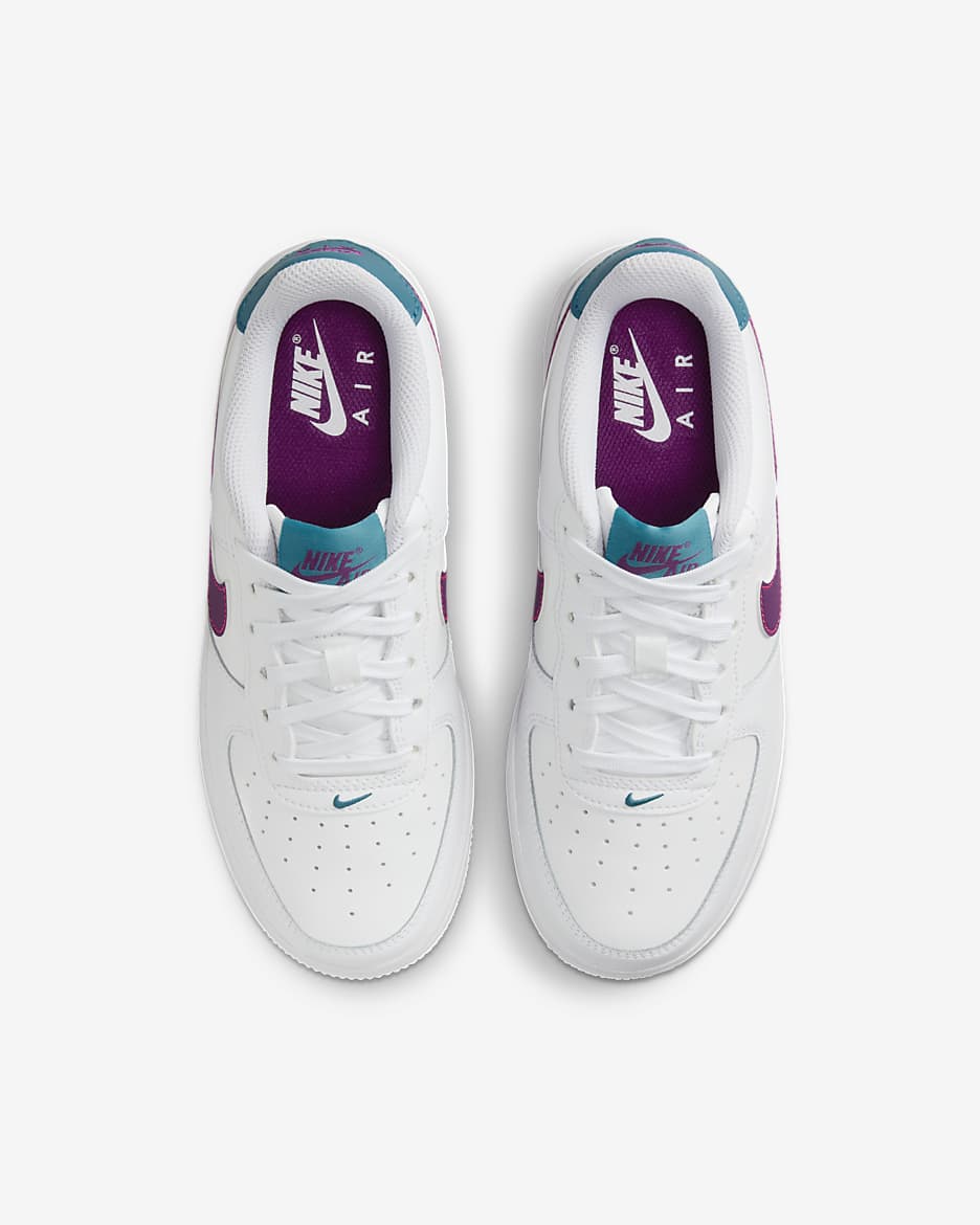 Tenis para niños grandes Nike Air Force 1 - Blanco/Hiperrosa/Aguamarina/Violeta viotech