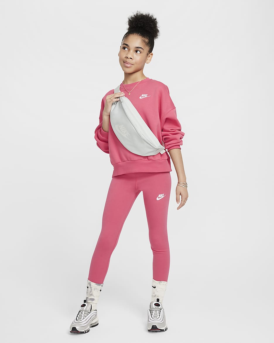 Nike Sportswear Classic Girls' High-Waisted Leggings - Aster Pink/White