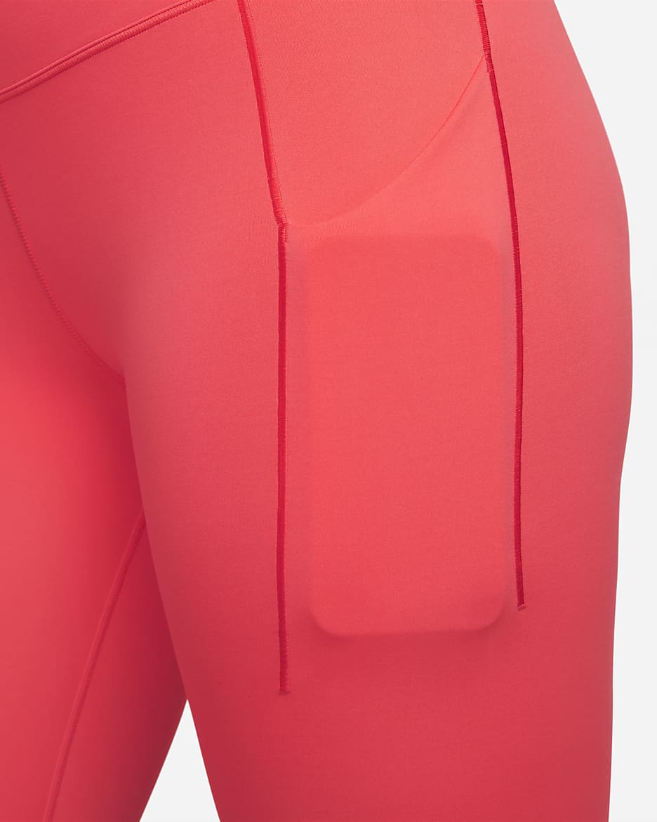 Nike Universa Women's Medium-Support High-Waisted 7/8 Leggings with Pockets - Ember Glow/Black