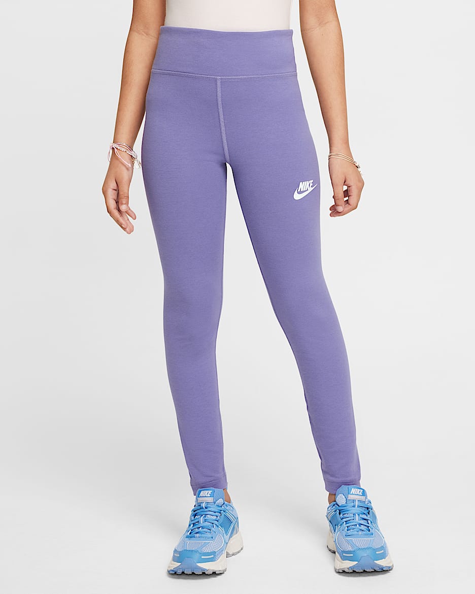 Ψηλόμεσο κολάν Nike Sportswear Classic για κορίτσια - Dusty Amethyst/Λευκό