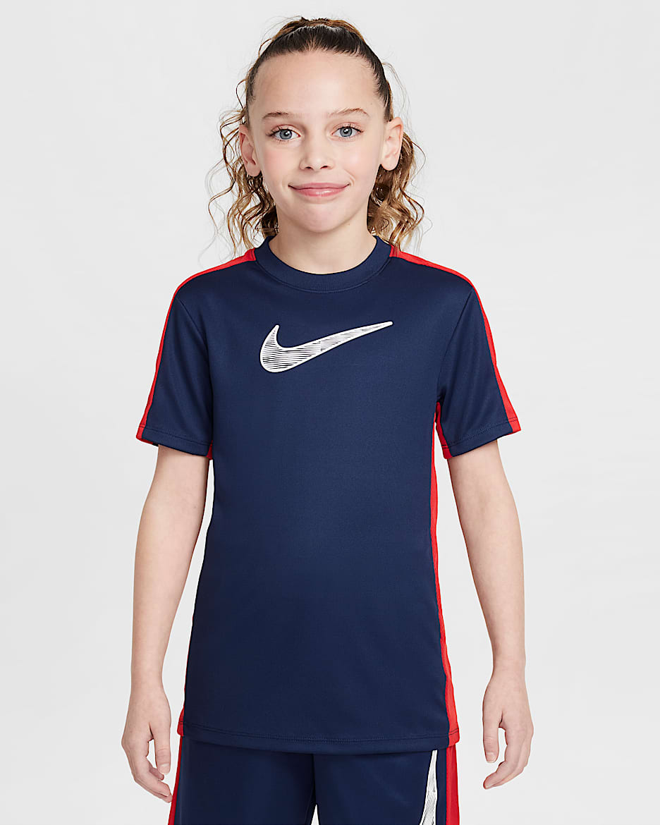 Nike Trophy23 Older Kids' Dri-FIT Short-Sleeve Top - Midnight Navy/University Red/White
