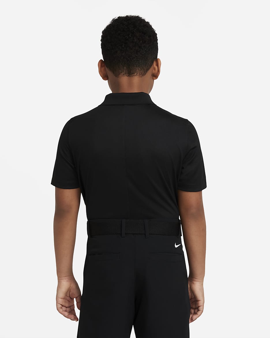 Nike Dri-FIT Victory golfskjorte for store barn (gutt) - Svart/Hvit