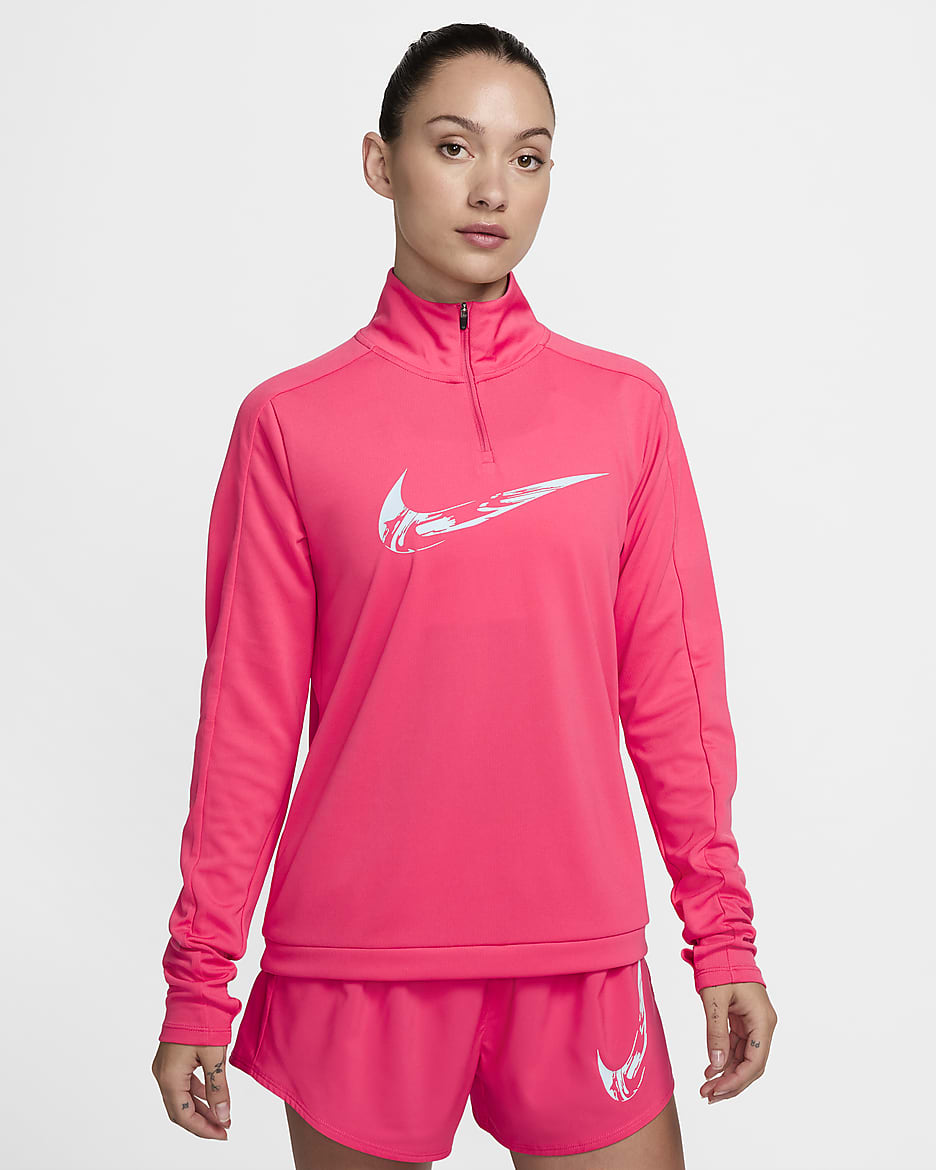 Nike Swoosh Women's Dri-FIT 1/4-Zip Running Mid Layer - Aster Pink/Glacier Blue