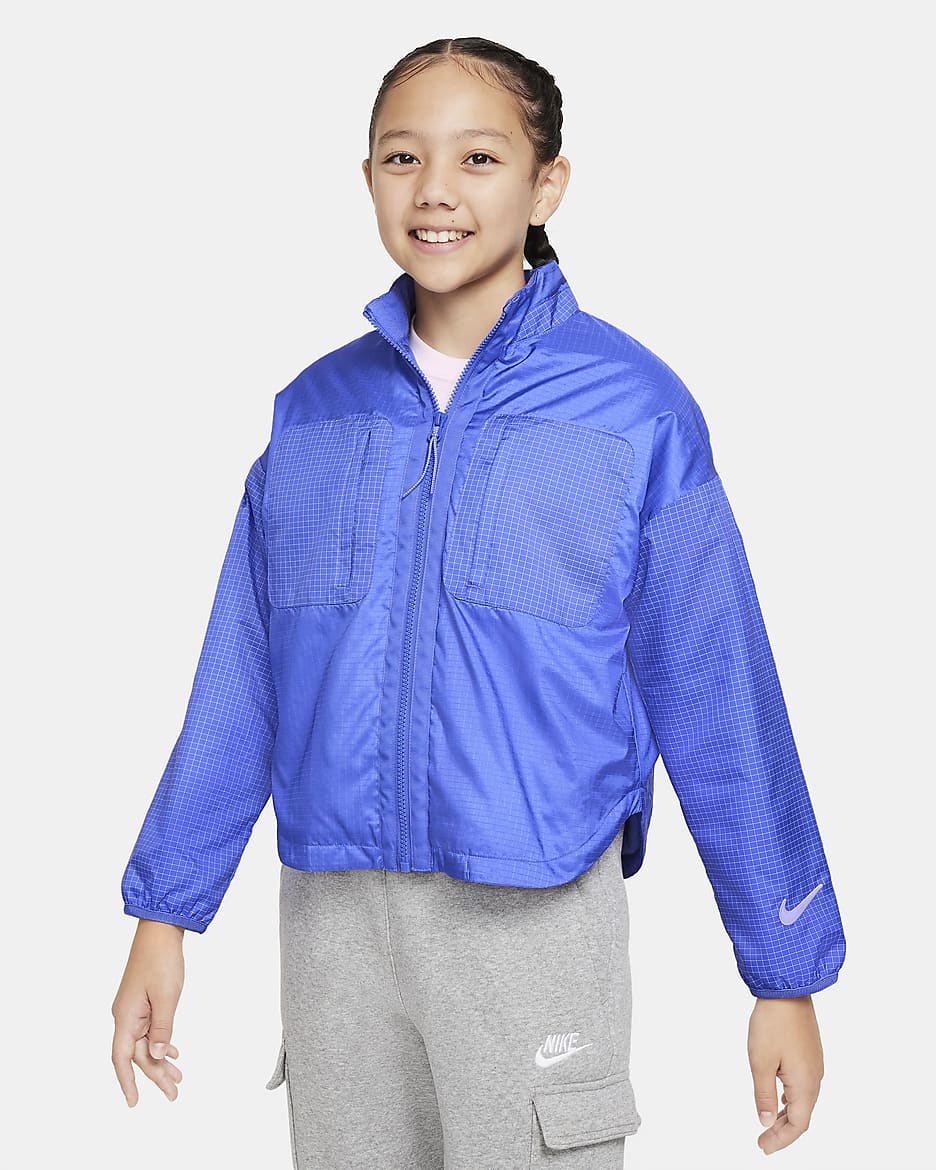 Nike Sportswear Therma-FIT Repel Big Kids' (Girls') Shirt-Jacket - Blue Joy/Blue Joy/Sea Glass