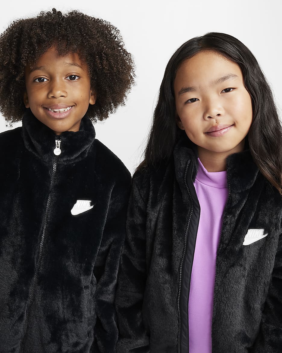 Nike Little Kids' Faux Fur Jacket - Black