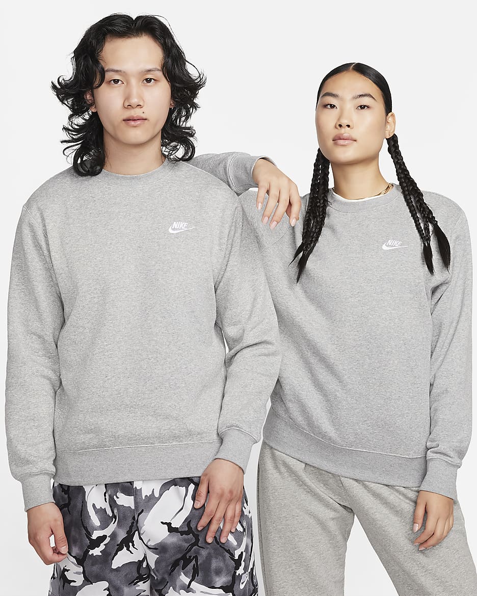 Nike Sportswear Club Fleece Crew - Dark Grey Heather/White