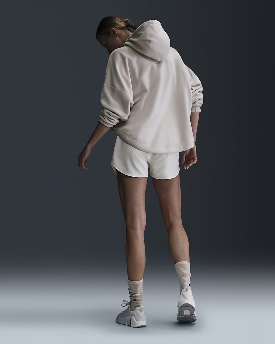 Nike One Women's Oversized Therma-FIT Pullover Fleece Hoodie - Light Orewood Brown/White