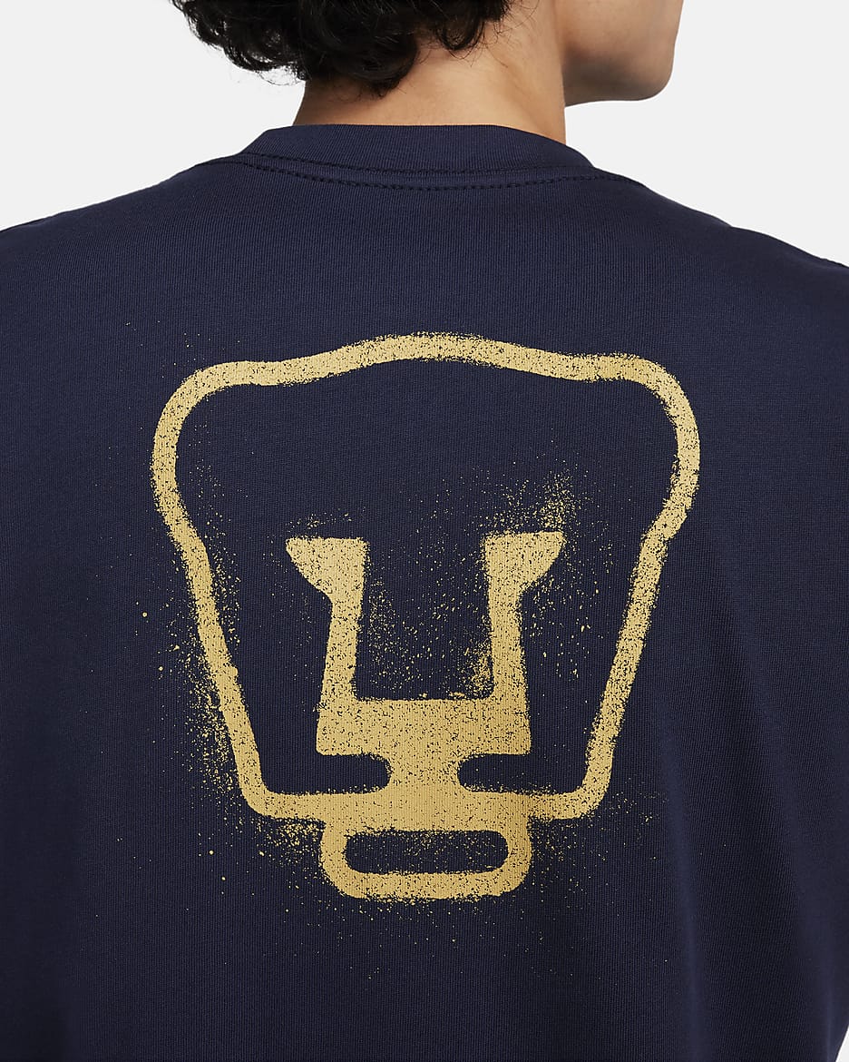 Playera de fútbol Nike Max90 para hombre Pumas UNAM - Obsidiana/Oro genuino