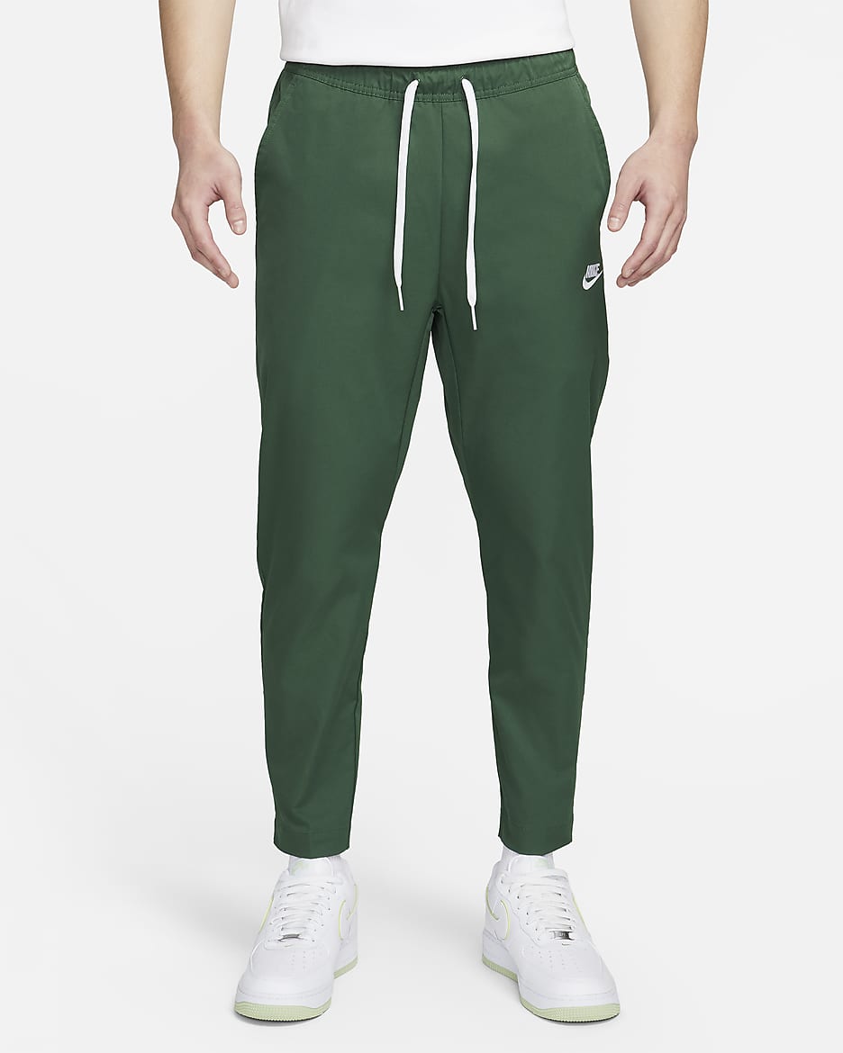 Nike Club Men's Woven Tapered-Leg Trousers - Fir/White