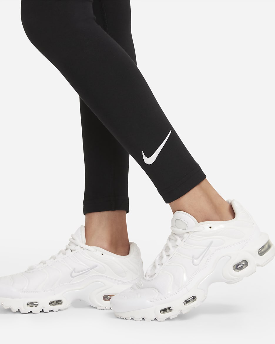 Nike Sportswear Favorites-Swoosh-leggings til større børn (piger) - sort/hvid