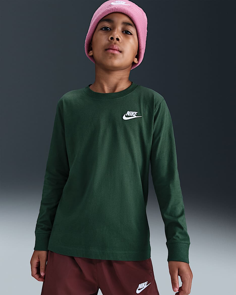 Langærmet Nike Sportswear-T-shirt til større børn - Fir