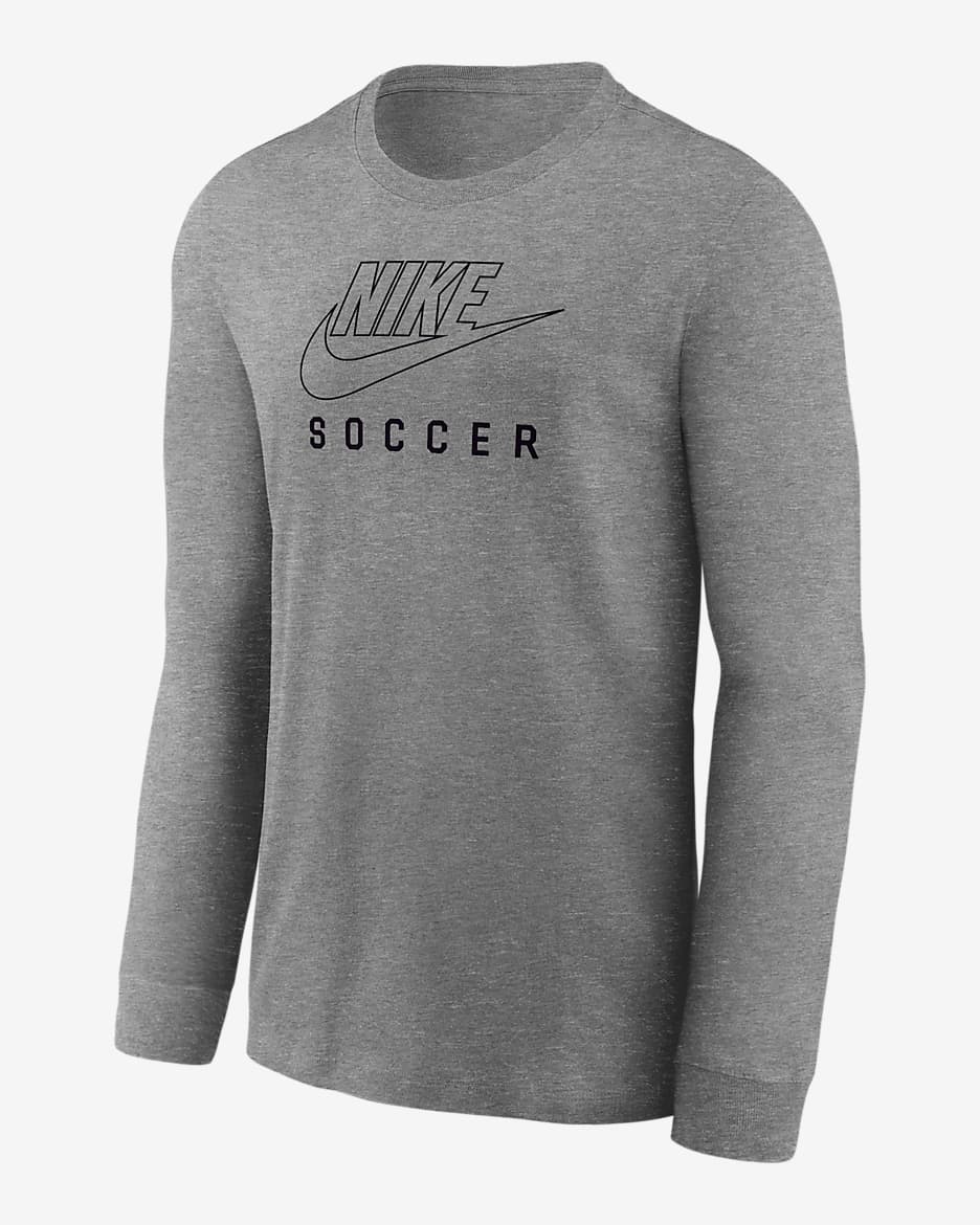 Playera de fútbol de manga larga para niños talla grande Nike Swoosh - Gris oscuro jaspeado