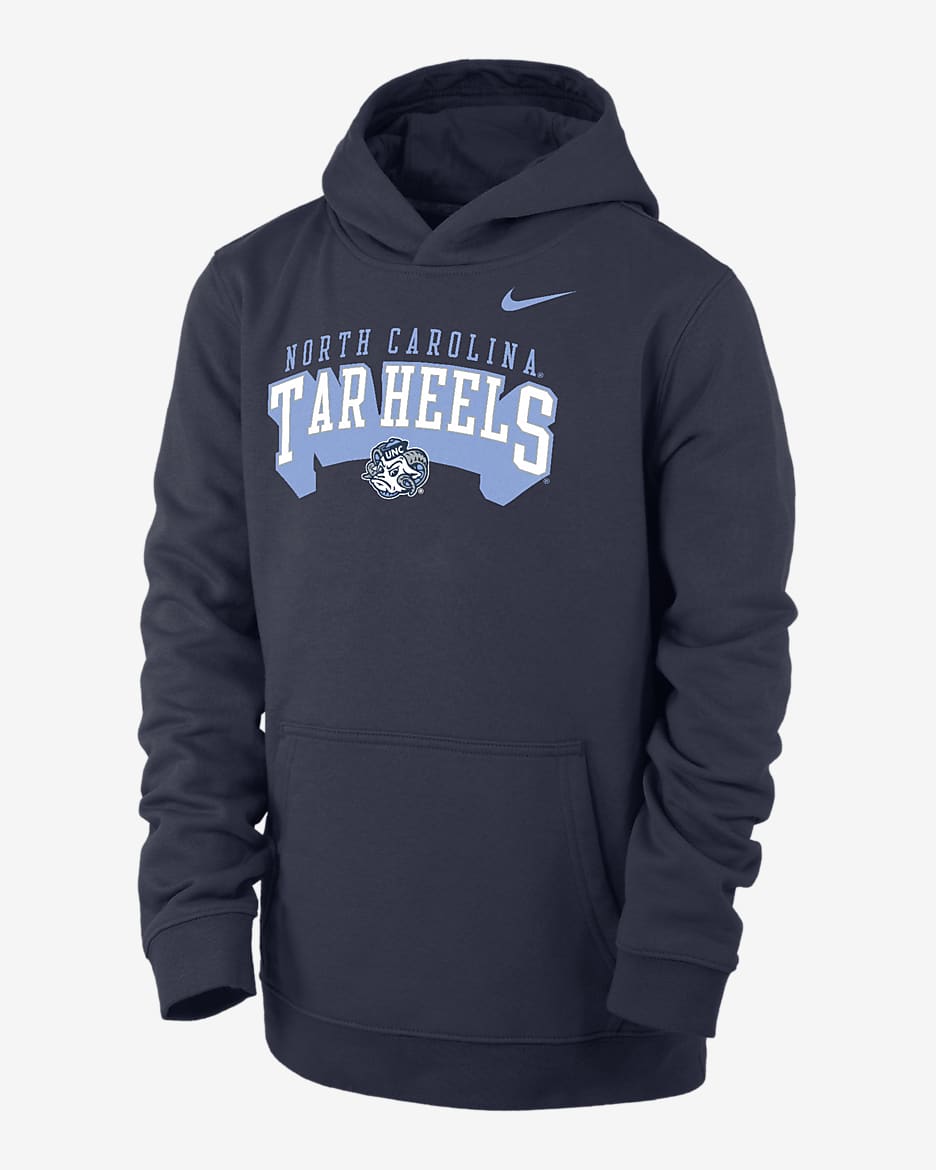 UNC Club Fleece Big Kids' (Boys') Nike College Pullover Hoodie - Navy