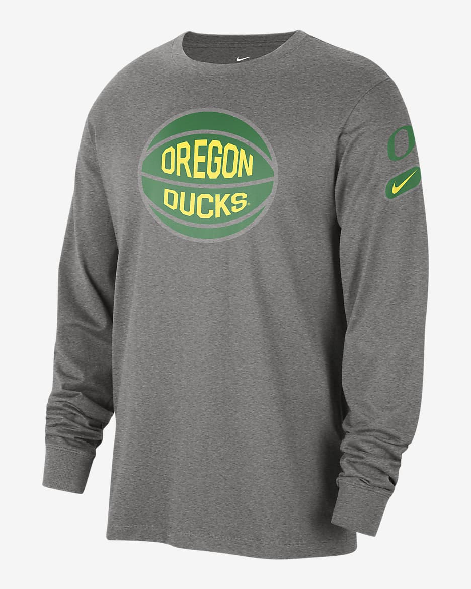 Oregon Fast Break Men's Nike College Long-Sleeve T-Shirt - Dark Grey Heather