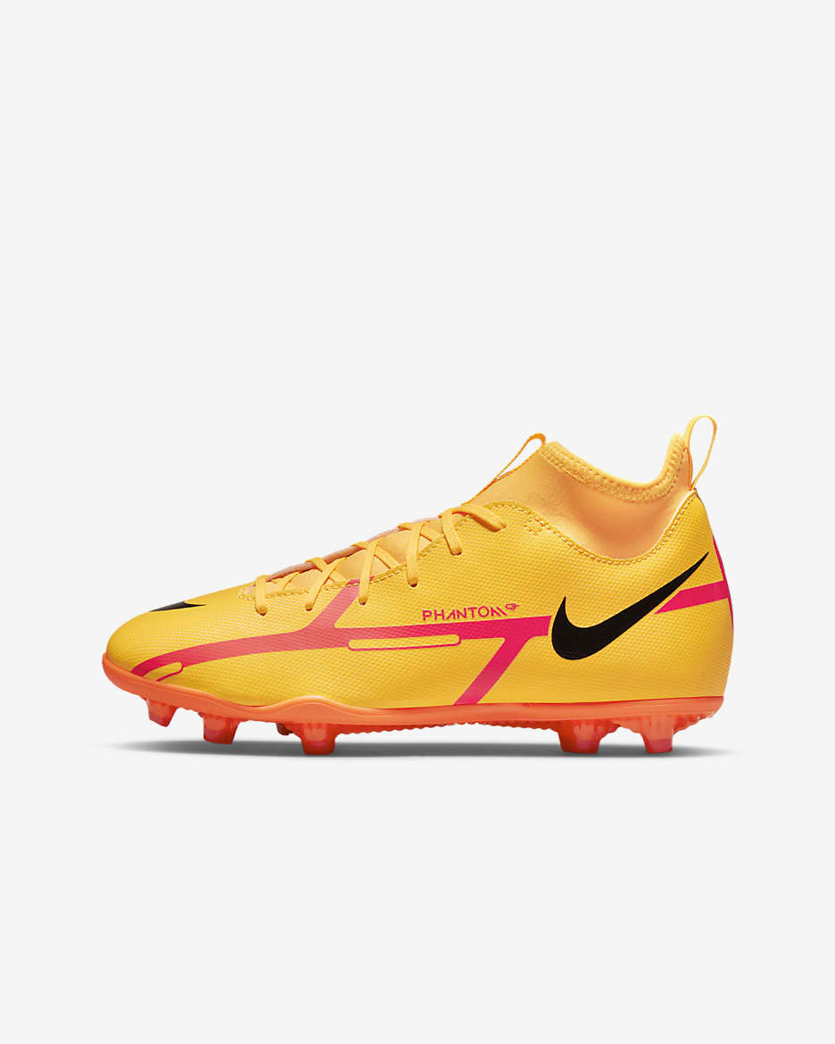 Calzado de fútbol para terrenos múltiples Nike Jr. Phantom GT2 Club Dynamic Fit MG para niños talla pequeña/grande - Naranja láser/Naranja total/Carmesí brillante/Negro