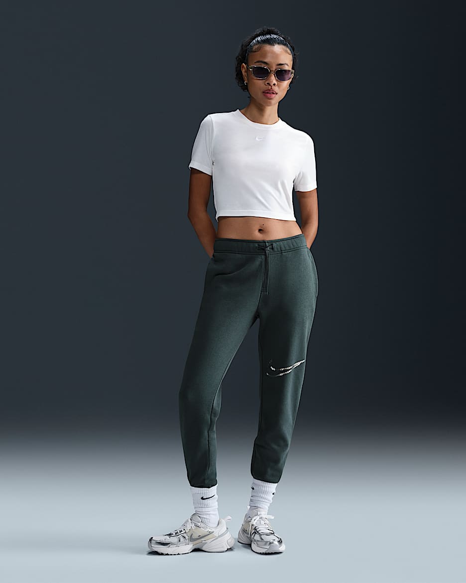 Nike Sportswear Club Fleece Women's Shine Mid-Rise Pants - Deep Jungle
