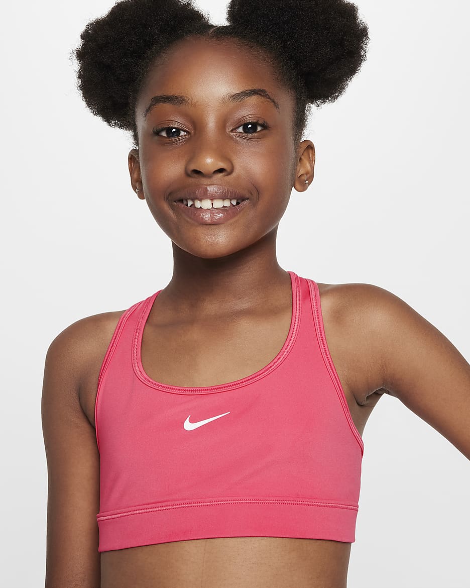 Nike Swoosh Older Kids' (Girls') Sports Bra - Aster Pink/White