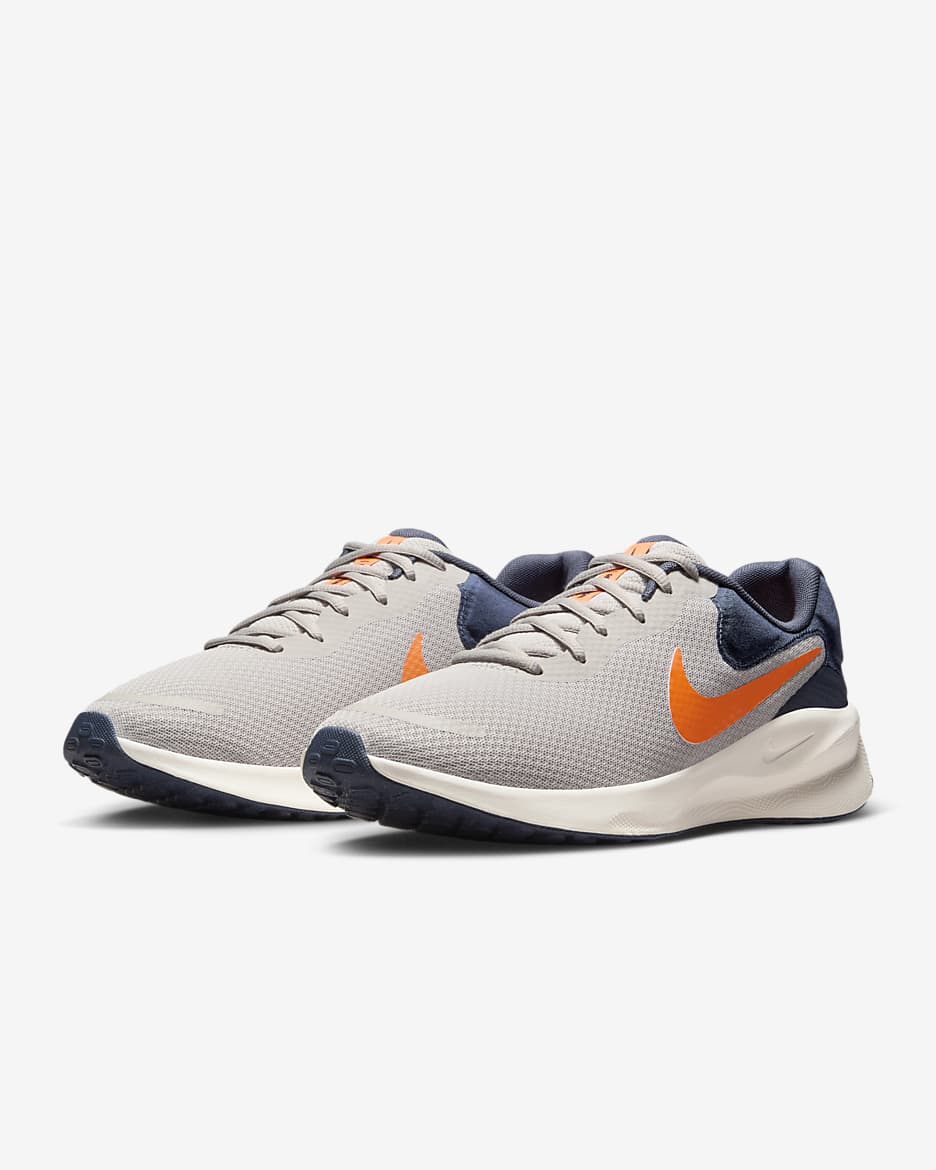 Nike Revolution 7 Men's Road Running Shoes - Light Iron Ore/Thunder Blue/Sail/Total Orange